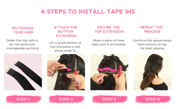 how to apply tape in hair extensions